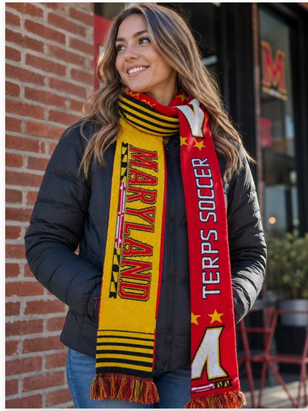 Maryland Terrapins Double-Sided Knit Winter Scarf Red & Gold